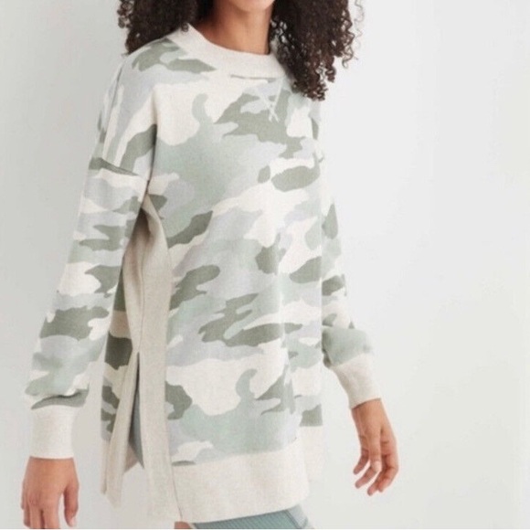 Aerie Good Vibes Desert Camo Oversized Sweatshirt - Picture 1 of 9